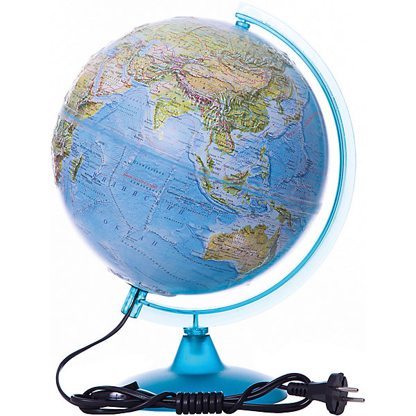 фото Глобус Земли «Двойная карта» рельефный с подсветкой, диаметр 250 мм Глобусный мир