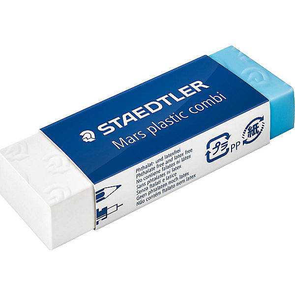

Ластик Mars plastic combi, комбинированный, бело-синий, Staedtler