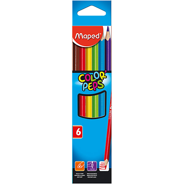 

Карандаши цветные COLOR'PEPS, треугольные, 6 цветов, MAPED