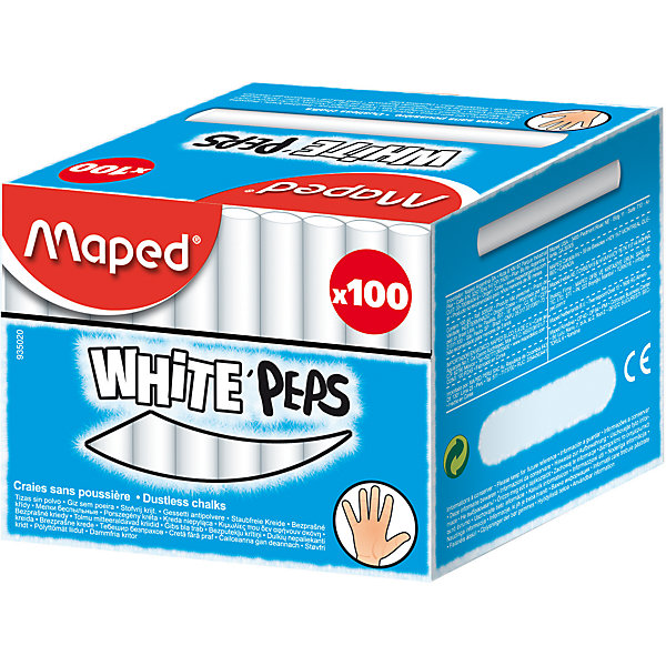 Мел WHITE'PEPS белый, для детей, 100шт., Maped 5530044