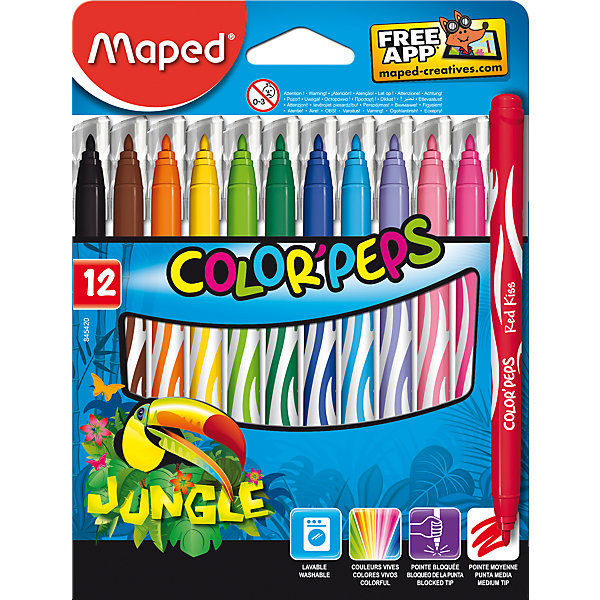 

Фломастеры JUNGLE, 12 цветов, MAPED