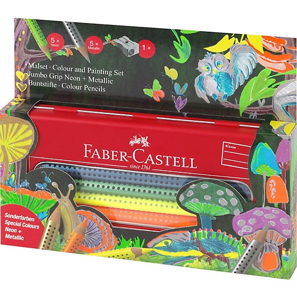 

Цветные карандаши Faber-Castell Jumbo Grip Neon+Metallic, 10 цветов