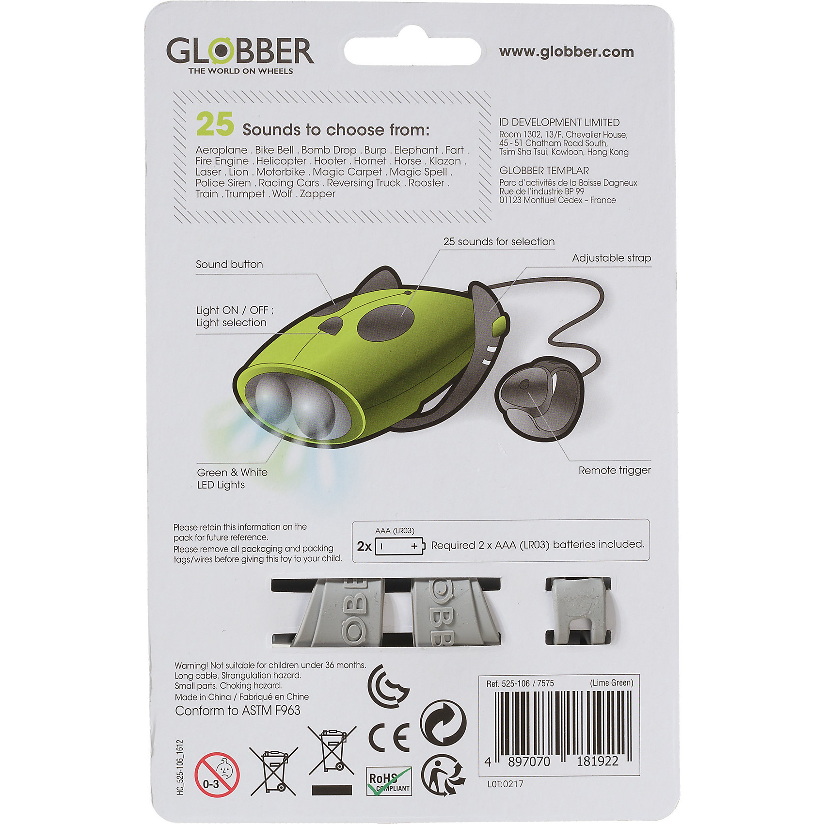 фото Электронный сигнал Globber «Mini Hornet», зеленый
