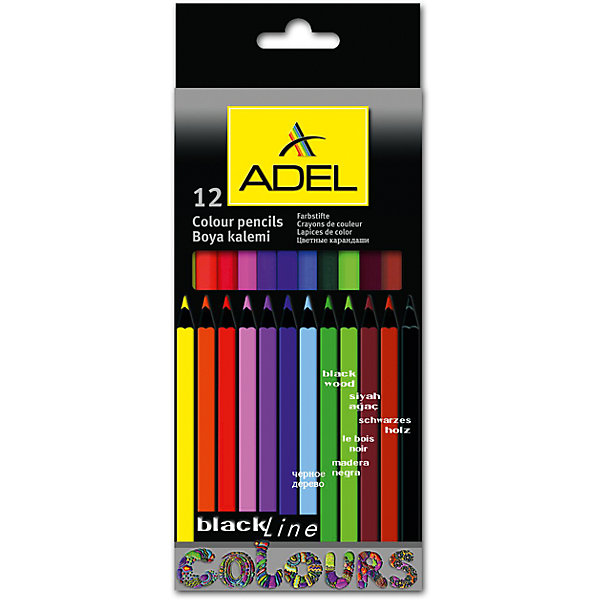 ADEL Карандаши цветные Blackline-PB, шестигранные, 12 цветов. 6725449