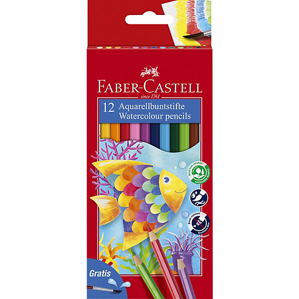 

Карандаши акварельные Faber-Castell, 12 цветов + кисть