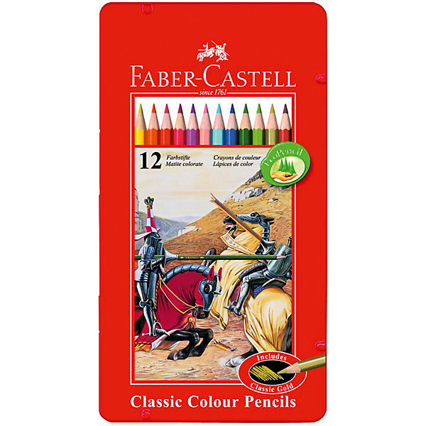 Faber-Castell Faber-Castell Карандаши цветные Рыцарь в металлической коробке, 12 цветов