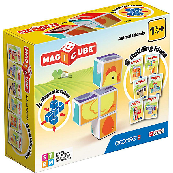 

Конструктор магнитный Geomag "MagiCube" Друзья зверушки, 7 деталей