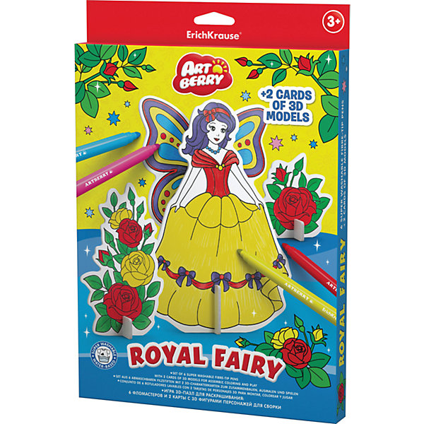

Erich Krause Игровой 3D пазл для раскрашивания Artberry Royal Fairy (6 фломастеров+2 карты с фигурами для сборки)