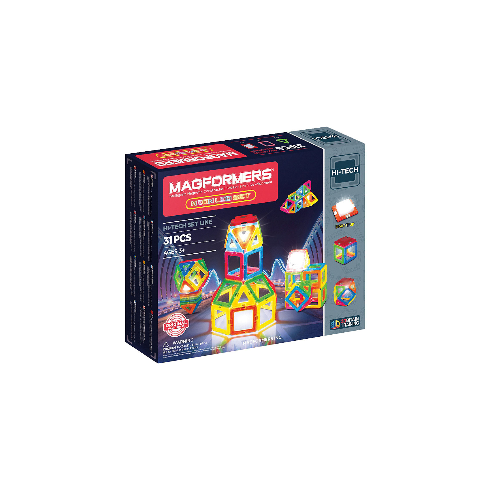 Магнитный конструктор 709007 Neon Led set, Magformers 6881963