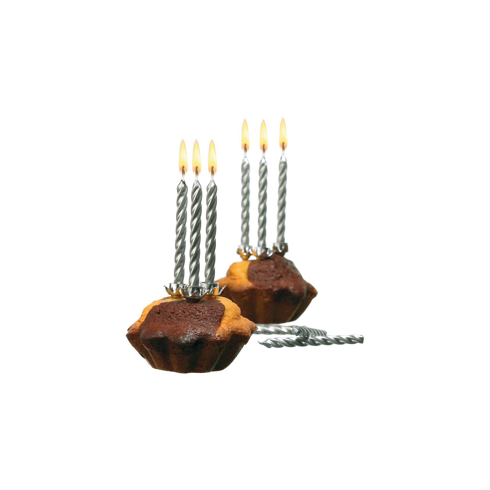 фото Свечи для торта, 10 шт, 10 подсвечн., серебро, парафин Susy card