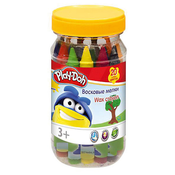 

Play-Doh Набор восковых мелков 20 шт, в банке. Размер 12,5 х 6 х 6 см.