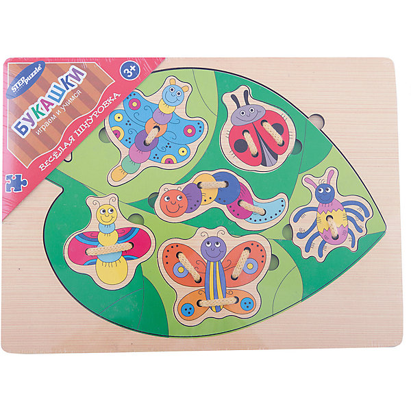 

Игра из дерева "Весёлая шнуровка. Букашки", Step Puzzle