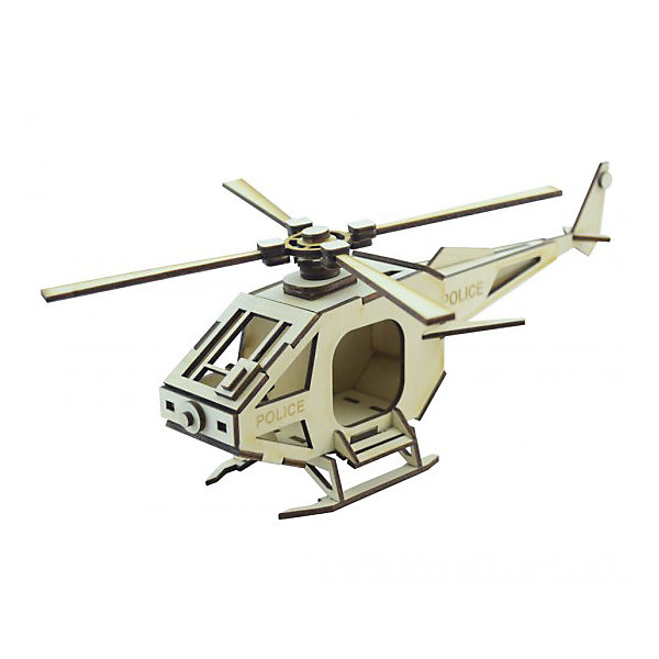 фото Деревянный 3D конструктор подвижный "Вертолет Полиция", Lemmo
