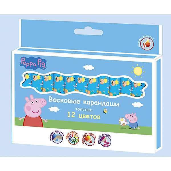 

Восковые карандаши: толстые, 12 цветов, "Свинка Пеппа"
