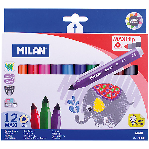 

Фломастеры "641 Maxi" 12цвета Milan, утолщенные