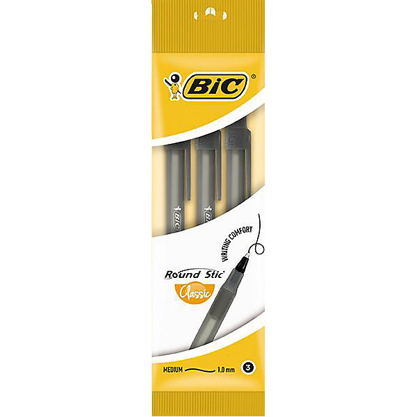 

Набор шариковых ручек Bic "Round Stick", 3 шт (черные)