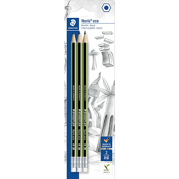 

Карандаш чернографитный Staedtler "Noris eco", 3 шт с ластиком, НВ