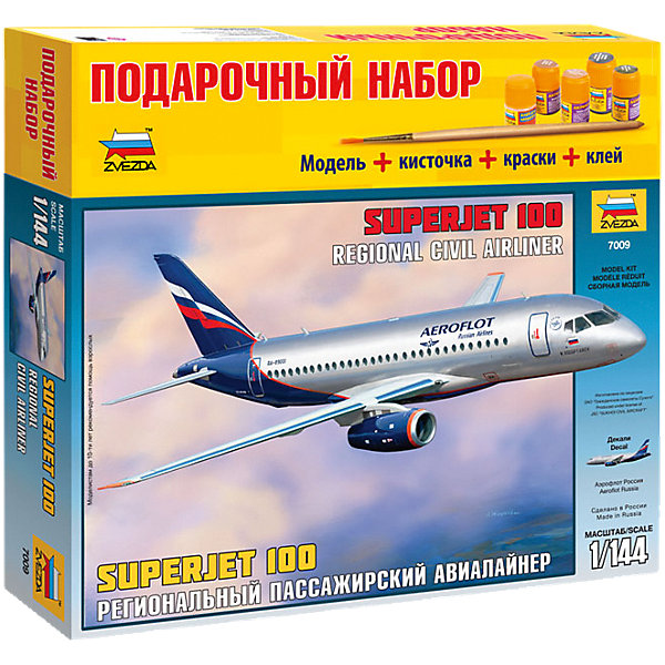 

Сборная модель Звезда "Пассажирский авиалайнер Суперджет 100", 1:144 (подарочный набор)