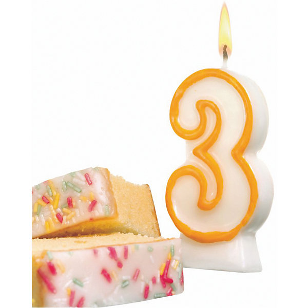 

Свеча-цифра для торта Susy Card "3" 8,5 см, жёлтая