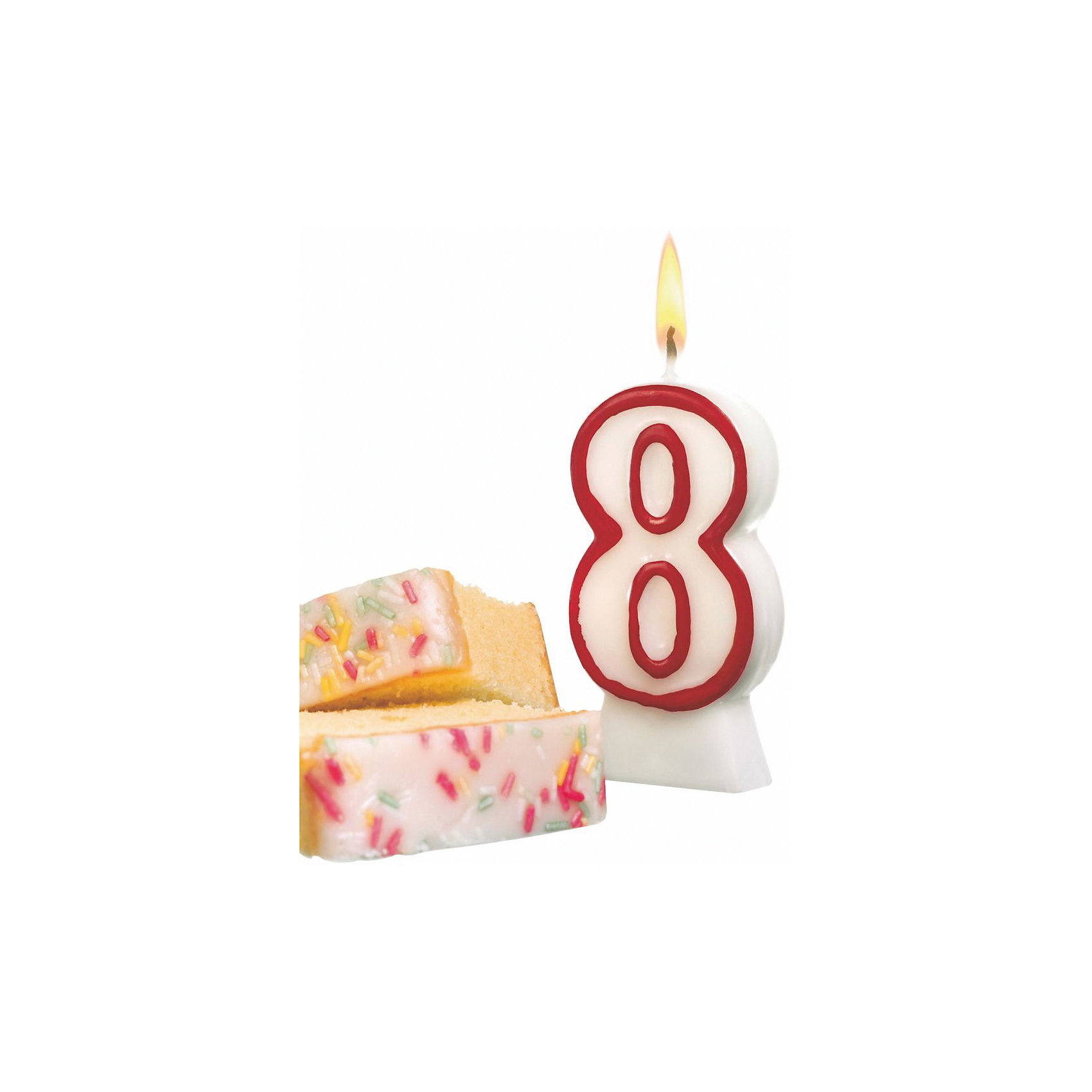 фото Свеча-цифра для торта Susy Card "8" 8,5 см, красная