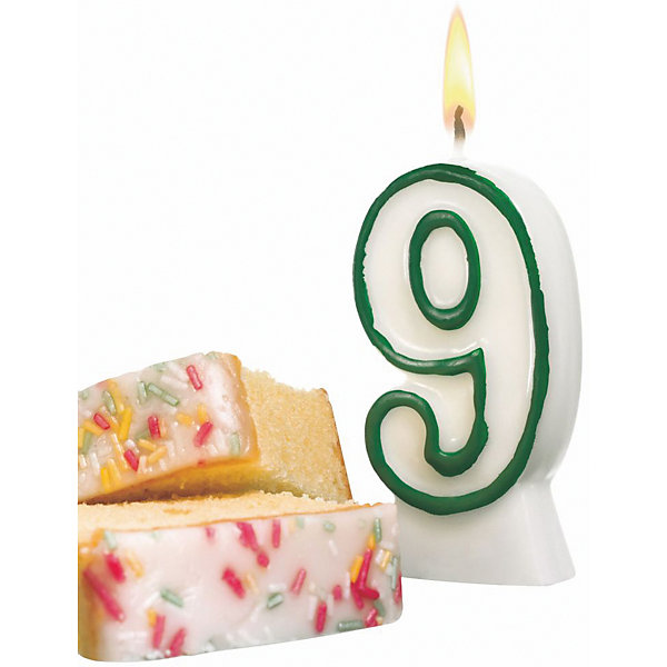 

Свеча-цифра для торта Susy Card "9" 8,5 см, зелёная