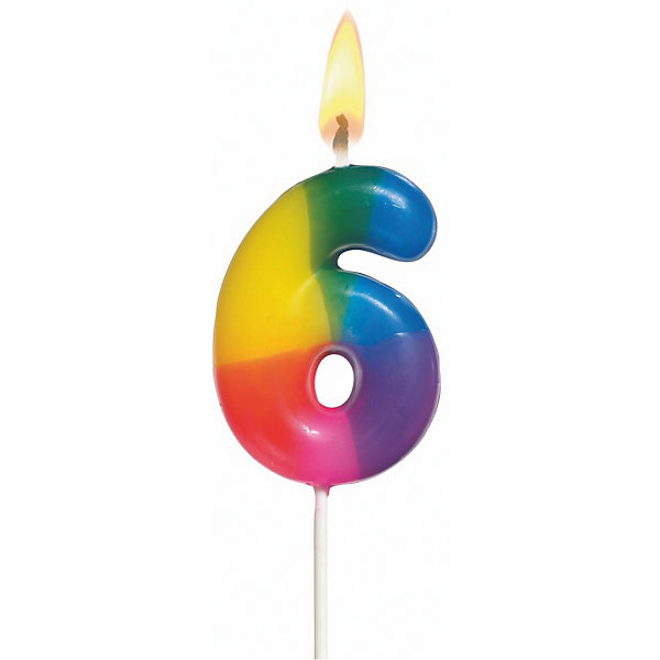 

Свеча-цифра для торта Susy Card "6" 5 см., радужная