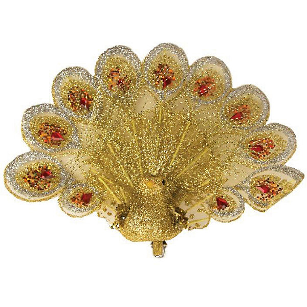 

ёл. укр. "CLASSIC GOLD" птичка павлин на клипе, 16 см, 1шт, в ассорт