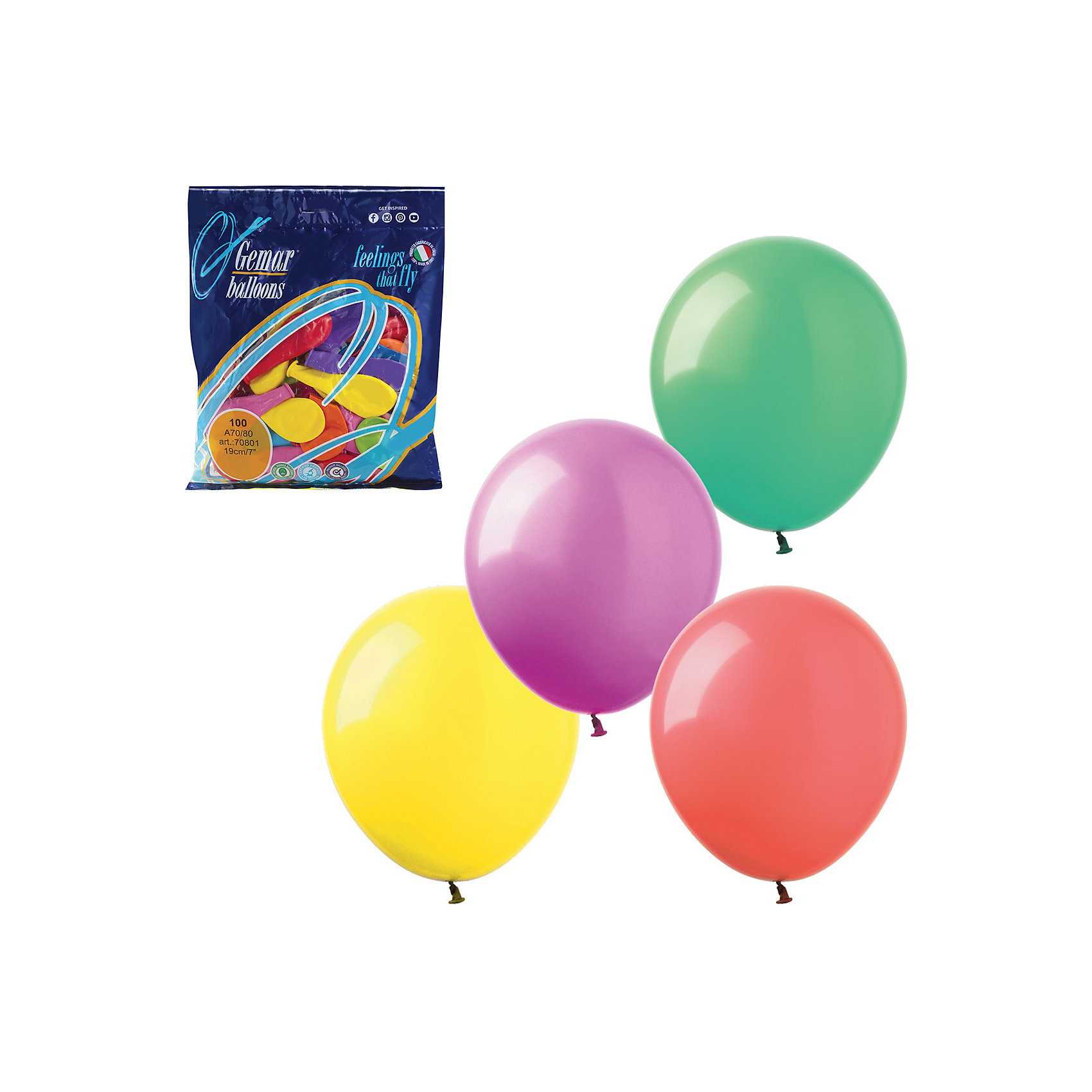фото Воздушные шары 7 веселая затея 100 шт, 18 см (12 цветов пастель)
