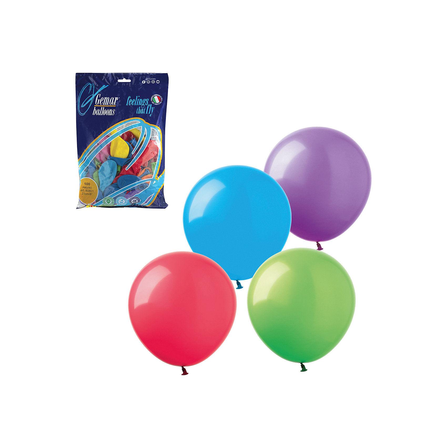 фото Воздушные шары 9 Веселая затея 100 шт, 23 см (12 цветов пастель)