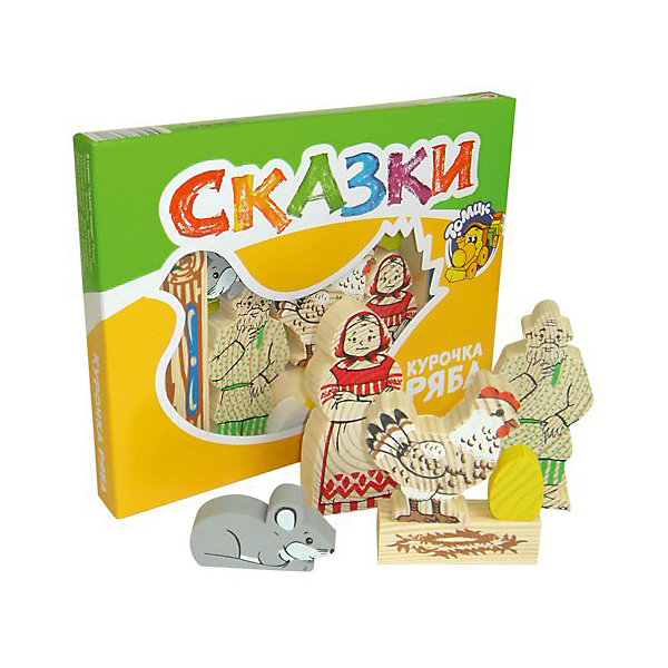 

Деревянный конструктор Томик "Сказки. Курочка Ряба", 17 деталей
