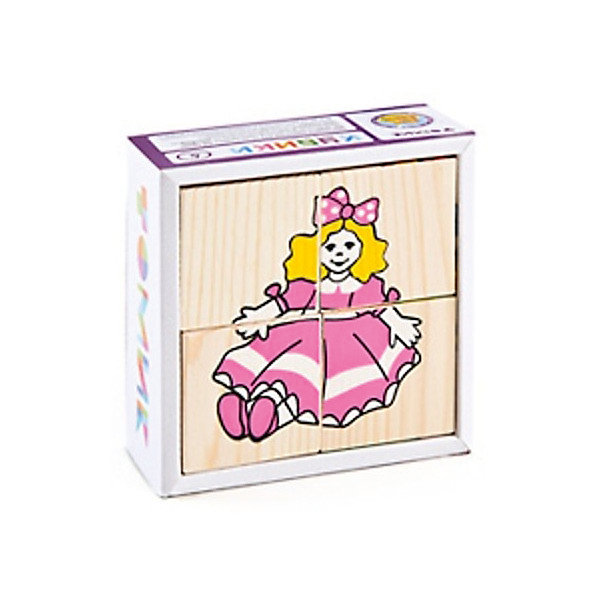 

Деревянные кубики Томик "Игрушки", 4 шт