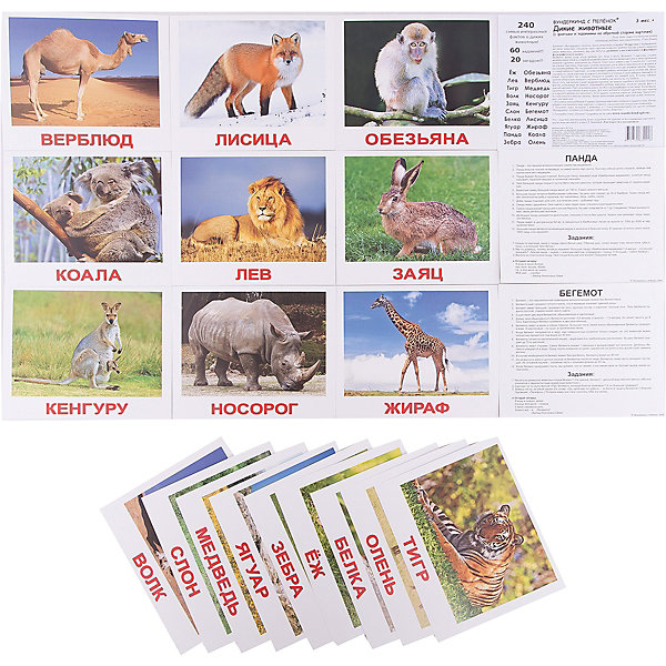 фото Набор обучающих карточек Вундеркинд с пелёнок "Дикие животные" 20 штук