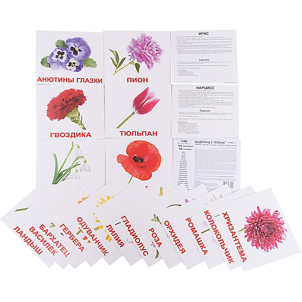 фото Набор обучающих карточек Вундеркинд с пелёнок "Цветы" 20 штук