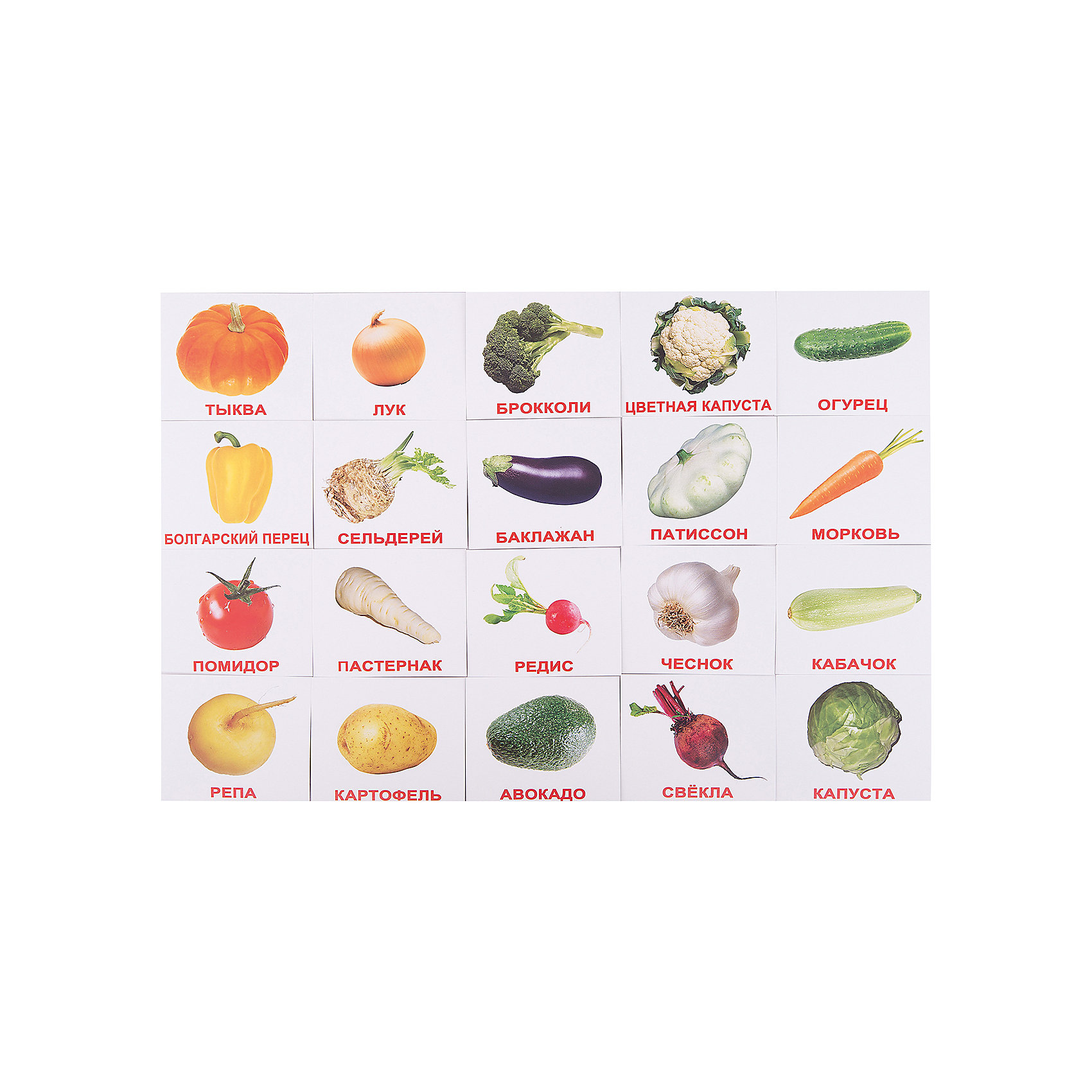 фото Набор обучающих мини-карточек Вундеркинд с пелёнок "Овощи" 20 штук