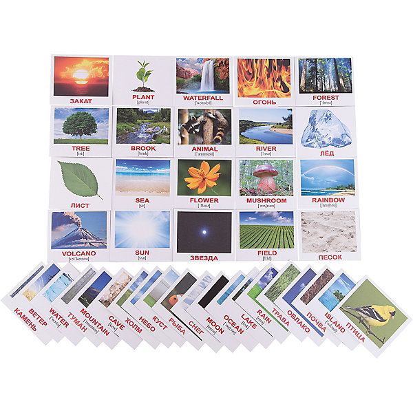 Набор обучающих мини-карточек "Nature/Природа", двухсторонний 40 штук Вундеркинд с пеленок 7182356
