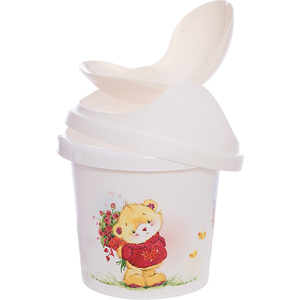 

Мусорная корзина Little Angel "Bears" 7 л., круглая (слоновая кость)