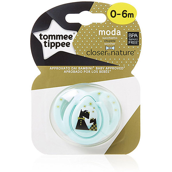 Tommee Tippee Силиконовая пустышка Tommee Tippee Moda Собачки 0-6 мес.,голубая