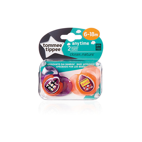 

Силиконовые пустышки Tommee Tippee "AnyTime" 6-18 мес., 2 шт., оранжевые, Оранжевый, Силиконовые пустышки Tommee Tippee "AnyTime" 6-18 мес., 2 шт., оранжевые