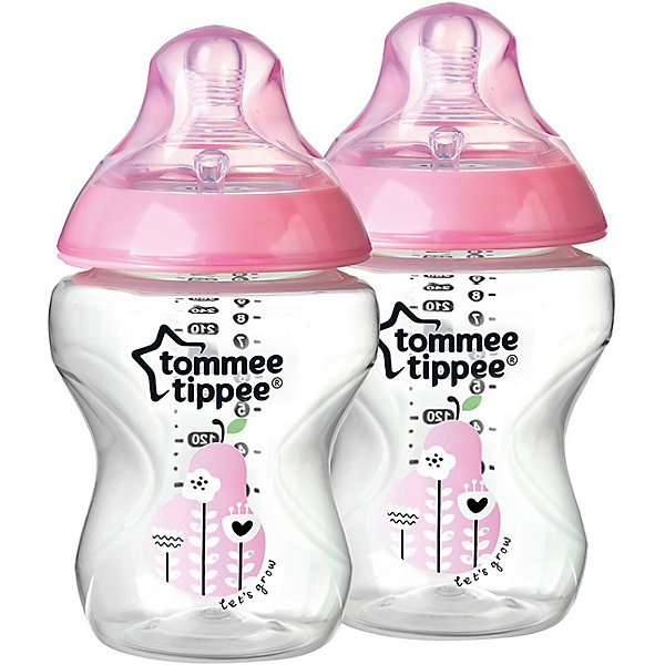 

Бутылочки для кормления Tommee Tippee "Closer To Nature" с антиколиковым клапаном 2 шт., 260 мл, розовые, Розовый