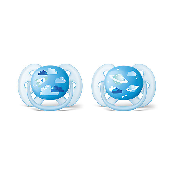 

Силиконовая-пустышка Philips Avent, 6-18 мес, 2шт., голубая, Голубой
