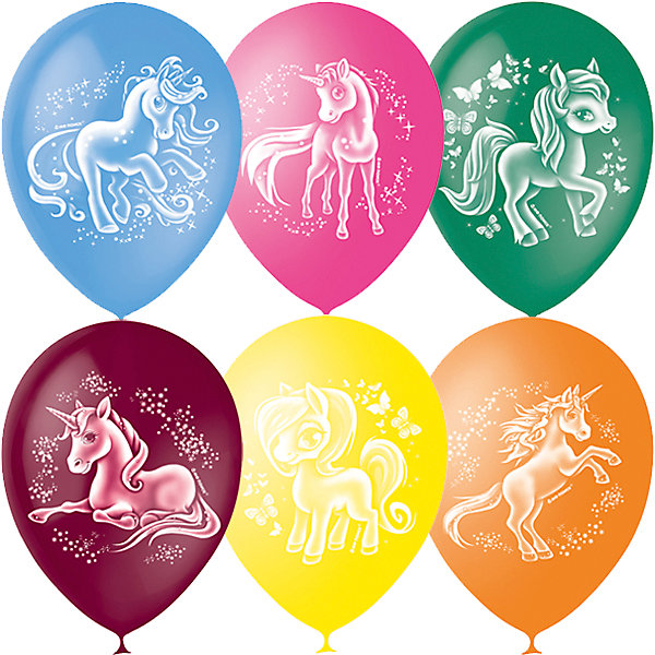 фото Воздушные шары Latex Occidental "Волшебные лошадки" 50 шт., пастель + декоратор