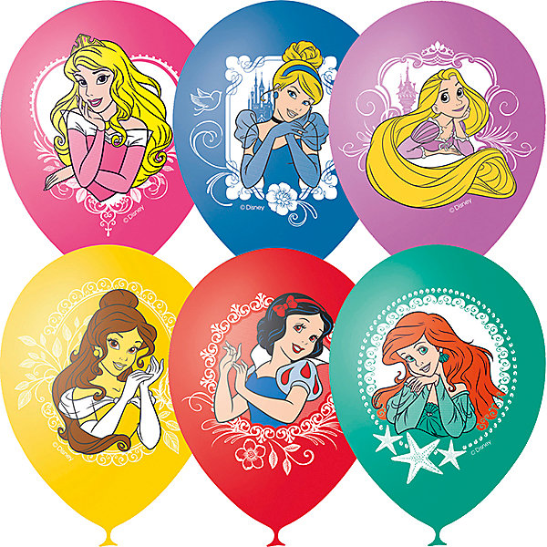фото Воздушные шары Latex Occidental "Принцессы Дисней", 25 шт., пастель + декоратор (шёлк)