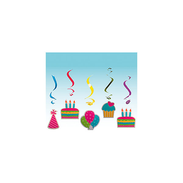 фото Украшение-подвеска для праздника Патибум "С Днем Рождения" спираль 10 см., 5 шт