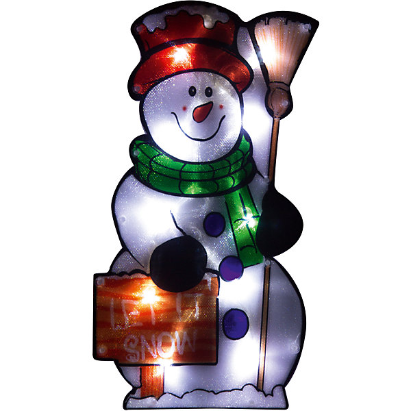фото Световое панно Magic Land "Веселый снеговик" 20 ламп, 42,5х22,5 см Волшебная страна