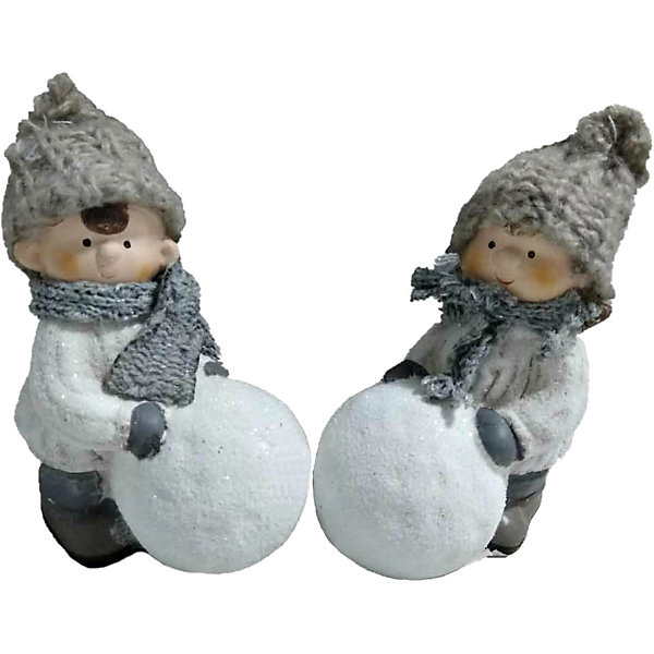 

Новогоднее украшение - мальчик/девочка с снежным шаром, 16*10*6 см, 2
