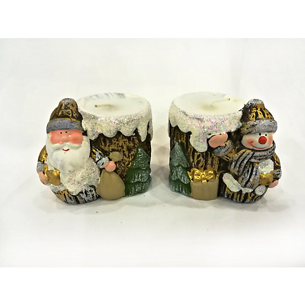 

Новогоднее украшение, дед мороз/снеговик-подсвечник со свечей, 8,2*5,8*7,2 см