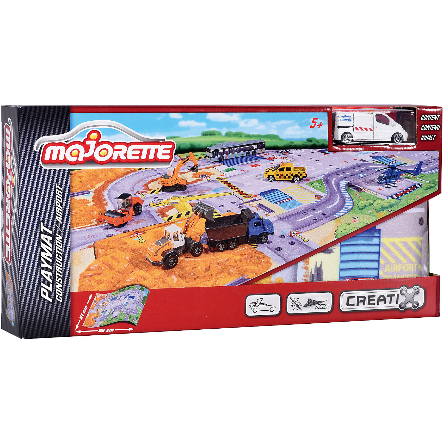 фото Игровой коврик Creatix, Construction серии, нескользящий + 1 машинка Majorette