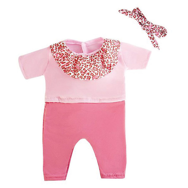 фото Одеждя для куклы mary poppins "комбинезон и повязка", 38-43 см (розовый леопард)