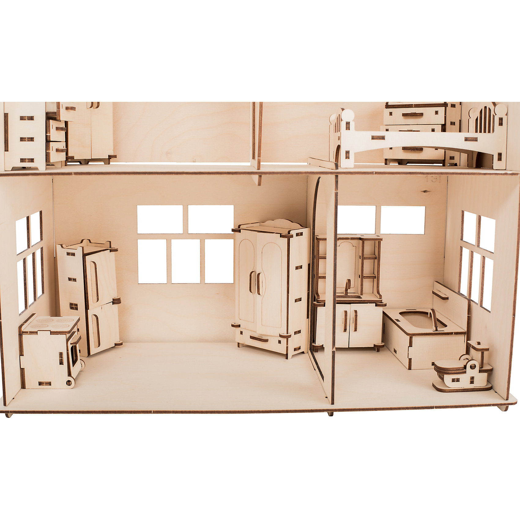 фото Сборная деревянная модель ХэппиДом "Коттедж с мебелью"
