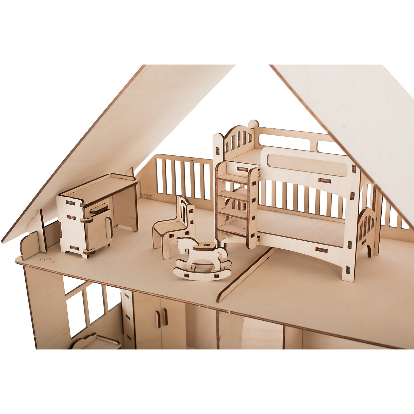 фото Сборная деревянная модель ХэппиДом "Коттедж с мебелью"